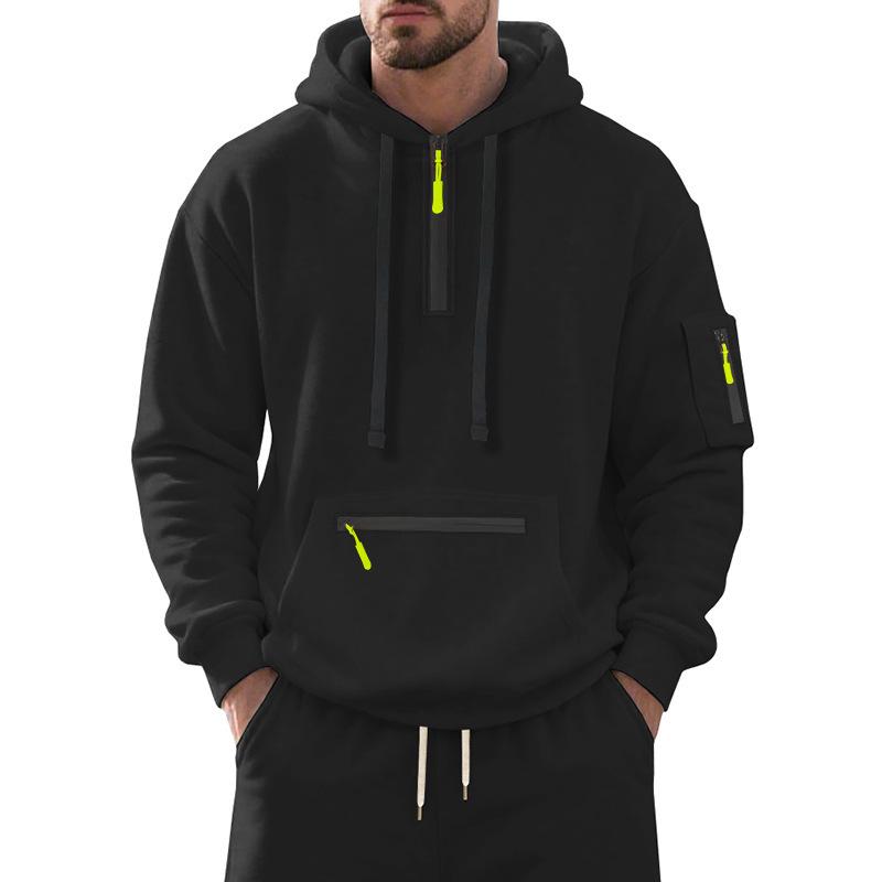 Men’s Autumn/Winter Hooded Sweatshirt: Heavyweight Fleece-Lined Pullover Sports and Casual Jacket