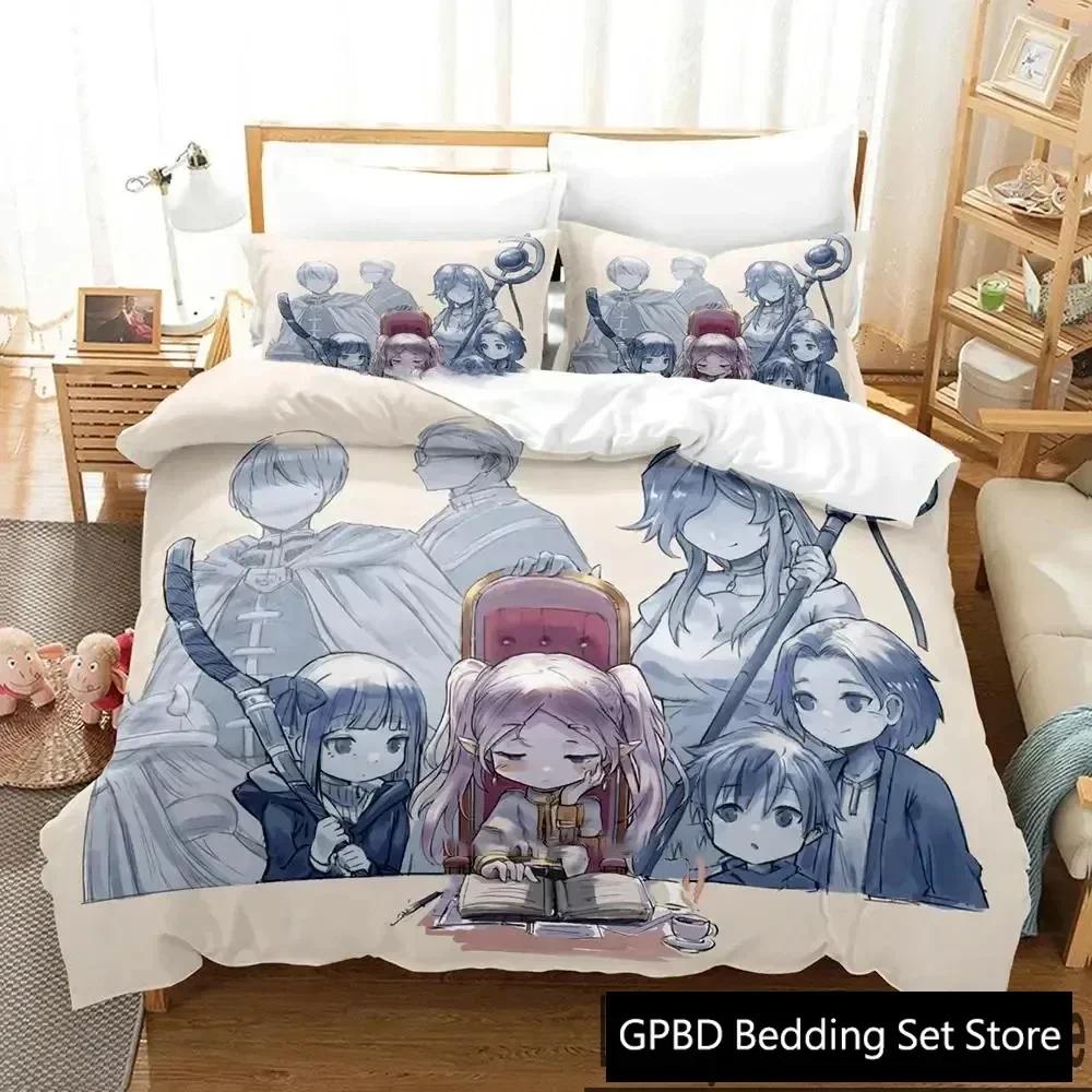 3D Print Anime Frieren Comfortable Duvet Quilt Cover Pillowcase Bedding Set Children Bedroom Decoration Home Textile