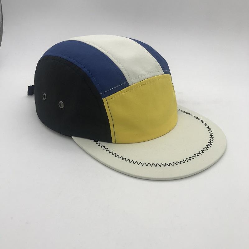 Flat Brim Contrast Color Running Sports Cap Hat Custom Logo 7 Panel Nylon Plain Cycling Snapback Sports Caps