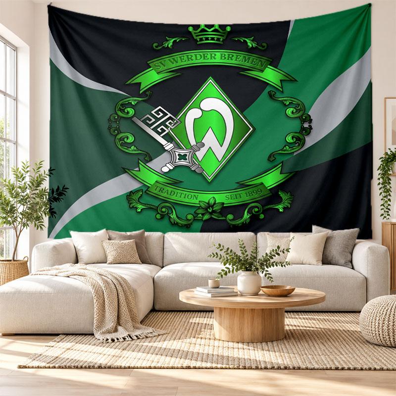 Werder Bremen Futbol Duvar Kilim, Yumuşak Kumaş Duvar Askısı, Yatak Odası Ev Duvar Sanatı İçin Dekoratif Arka Plan