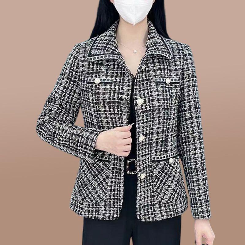 Small Fragrance Jacket Women's Spring and Autumn Clothes New French Jacquard Loose Small Man Short Plaid Top