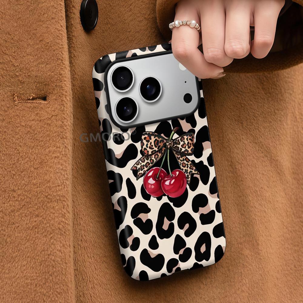 Hot-selling Trend Leopard Print Cherry Iphone17promax Mobile Phone Case Apple 14pro Film Case 16/15