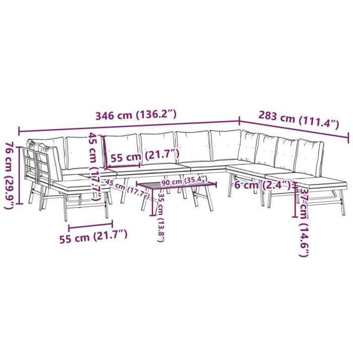 VidaXL Bancs de jardin avec coussins lot de 6 acier enduit de poudre, banc, banc de parc, siège d'extérieur, banc 3283729
