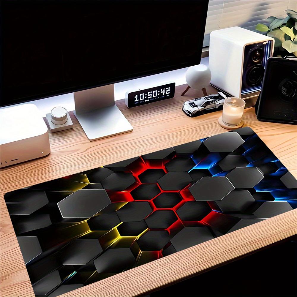1pc Large Gaming Mouse Pad, UV Reactive Non-Slip Desk Mat, Washable PolyesterHexagon, Neon, SpectrumComputer Pad with Vibrant Game Machine P