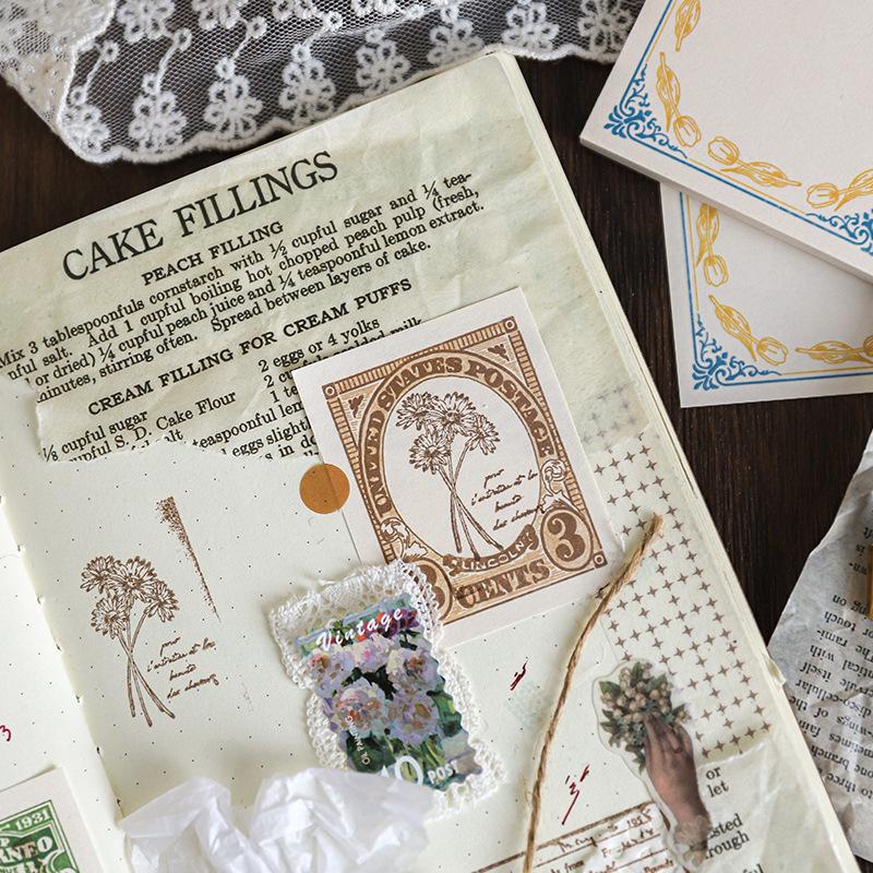 50pcs/1set Memo Pads Material Paper Cici's Holiday Junk Journal Scrapbooking Cards Retro Background Decoration Paper