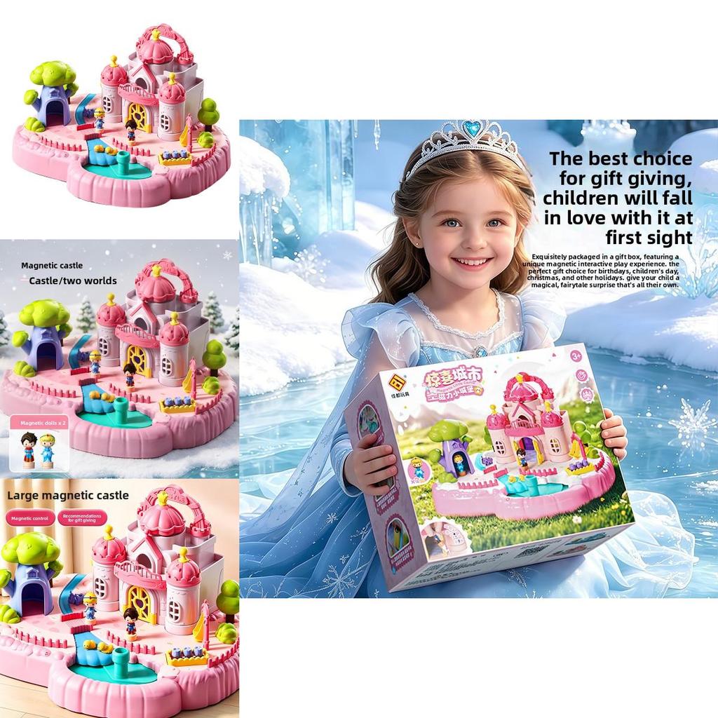 Magnetisches Schloss Spielset für Kinder mit realistischen Puppenfiguren für kreatives fantasievolles Spielen