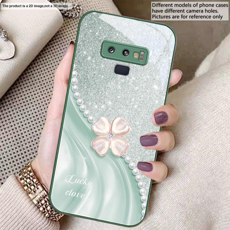 Pink four-leaf clovers For Samsung A01 A02 03 Core 04 05 06 10 12 13 14 5G 15 16 M02 12 Note 8 9 10 20 glass Ultra phone case