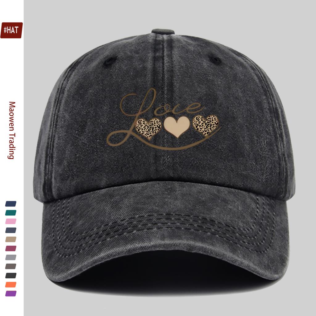 Pc Pcs Leopard Print LOVE Lettering Trucker Cap Adjustable Buckle Strap Lightweight Baseball Hat Suitable for Men Women