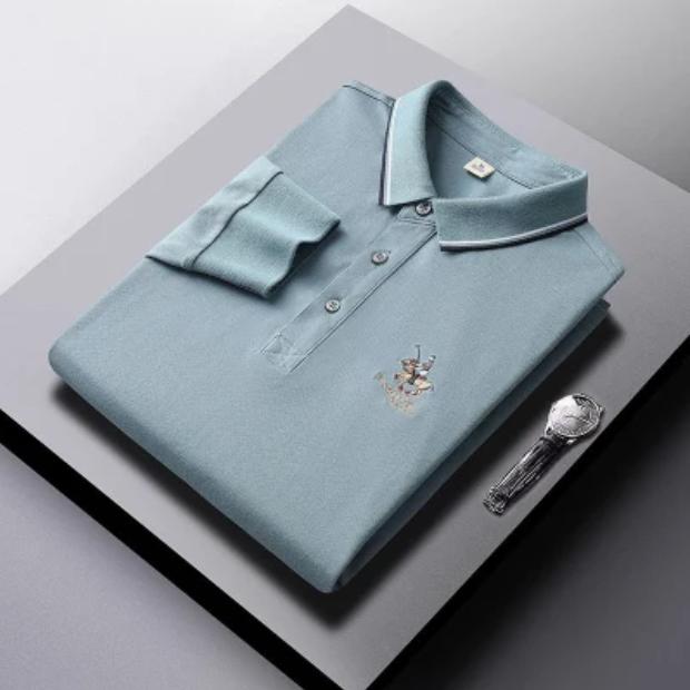 Cotton Striped Shirt Middle -Aged Men 'S Long -Sleeved T -Shirt Middle -Aged Men 'S T -Shirt