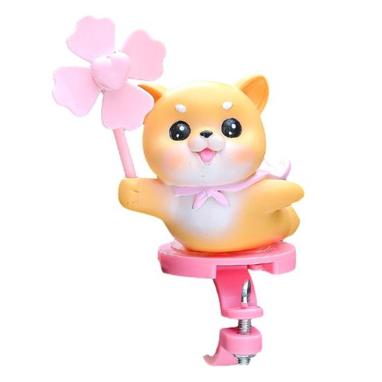 Cartoon Windmill Car Decoration with Soft Doll Cute Rotary Ornament for Dashboard Handlebar & Vent Solar/Manual Spin Fun Summer Gift for Car Bike