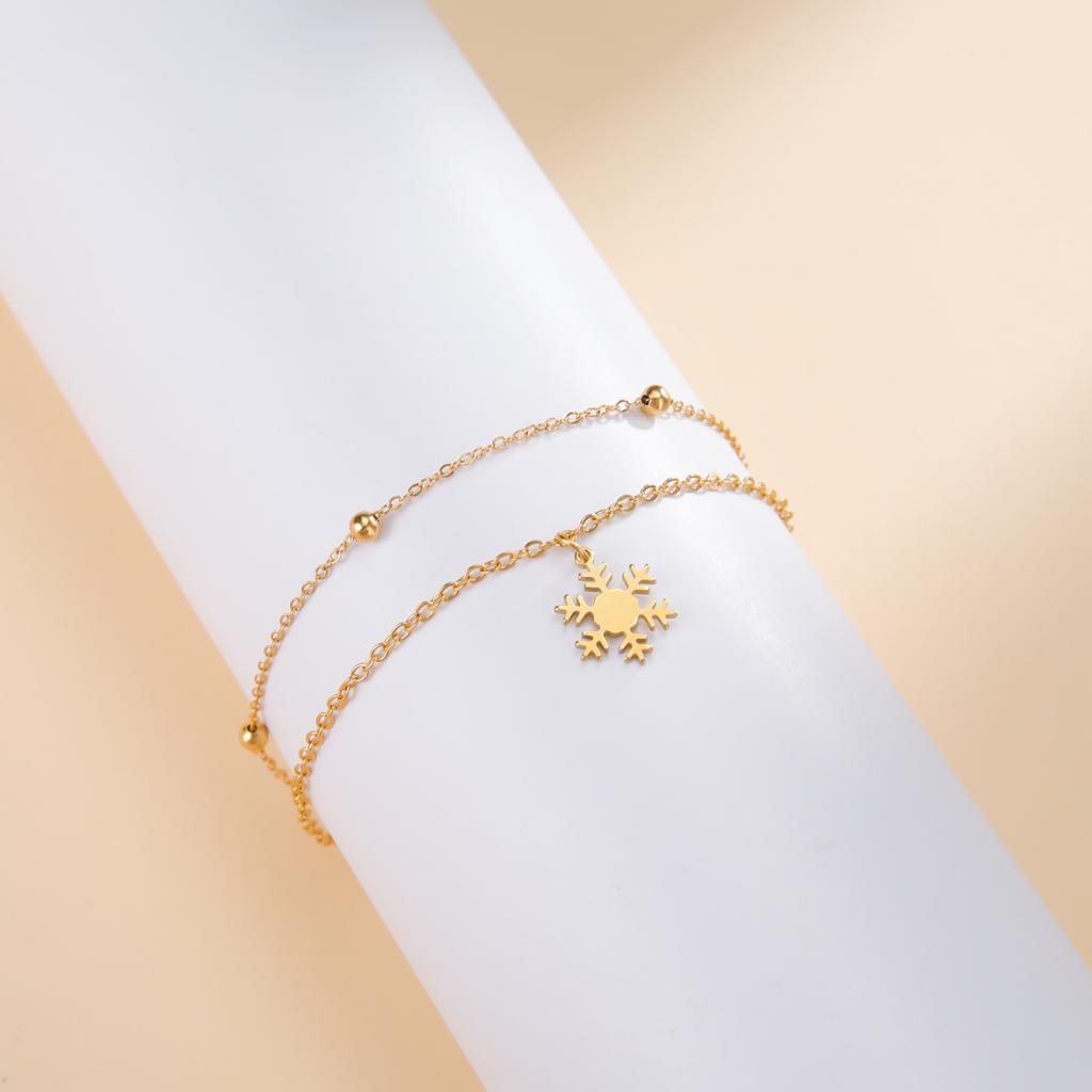 Cazador Barcelona Flower Bracelet Stainless Steel Smile Leaves Bow Tie Planet Charm Double Layer Beads Chain for Women Jewelry