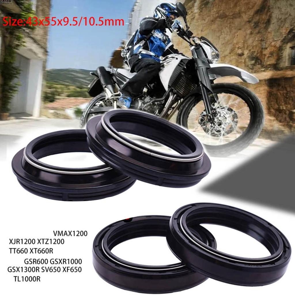 Motorcycle Front Fork Shock Absorber Protector Oil Seal and Dust Kit,43x55x9.5/10.5mm,