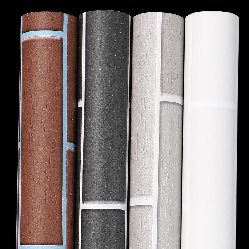 Black Retro Brick Wallpaper: Self-Adhesive, Waterproof, Moisture-Proof, Antique Tile Wall Sticker