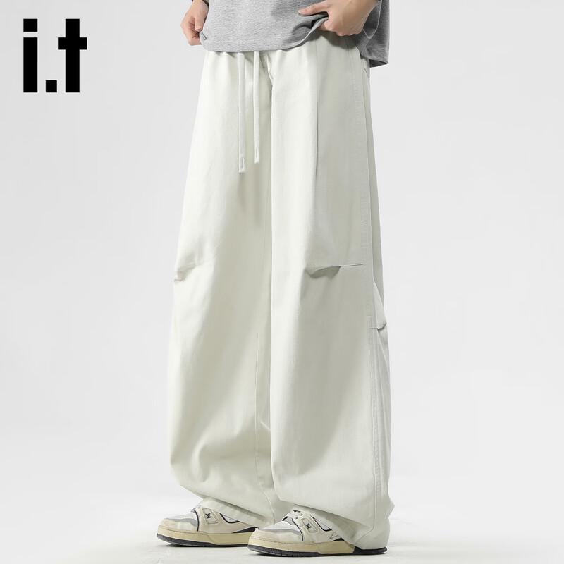 Izzueit Men s Pure Cotton Wide-Leg Straight-Leg Casual Pants XL