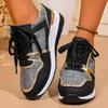 Women's Plus Size Color Block Lace-Up Shoes Thick Platform Mid-Heel New Summer Casual Trendy
