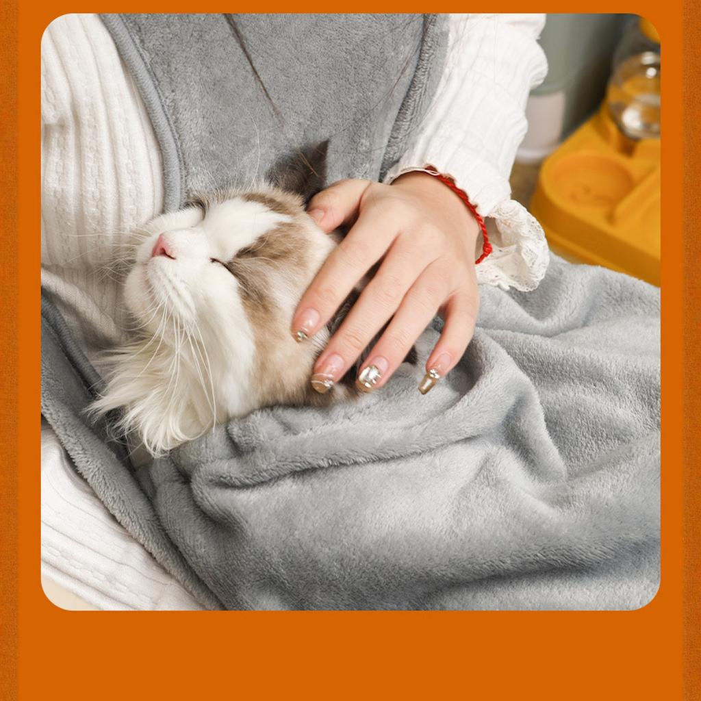 Winter Warm Plush Pet Holding Apron -Hair Carrier Pouch with Leg Holes