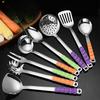 Espátula de Cozinha de Aço Inoxidável Escumadeira para Panela Quente Colher de Sopa Utensílios de Cozinha Domésticos e Conjunto de Cozinha