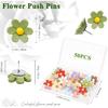 Flower Push P - 50 Pcs Cute Decorative Colorful Floral Thumb Tacks for Cork Board Wall Bulletin Board Travel Map Photo Home Office Supplies