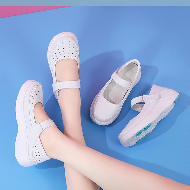 Women's Shoes Women's Sports Shoes Sliding Sleeves Sloping Heels White Women Loafers Casual Flat Shoes Comfortable Nursing Shoes