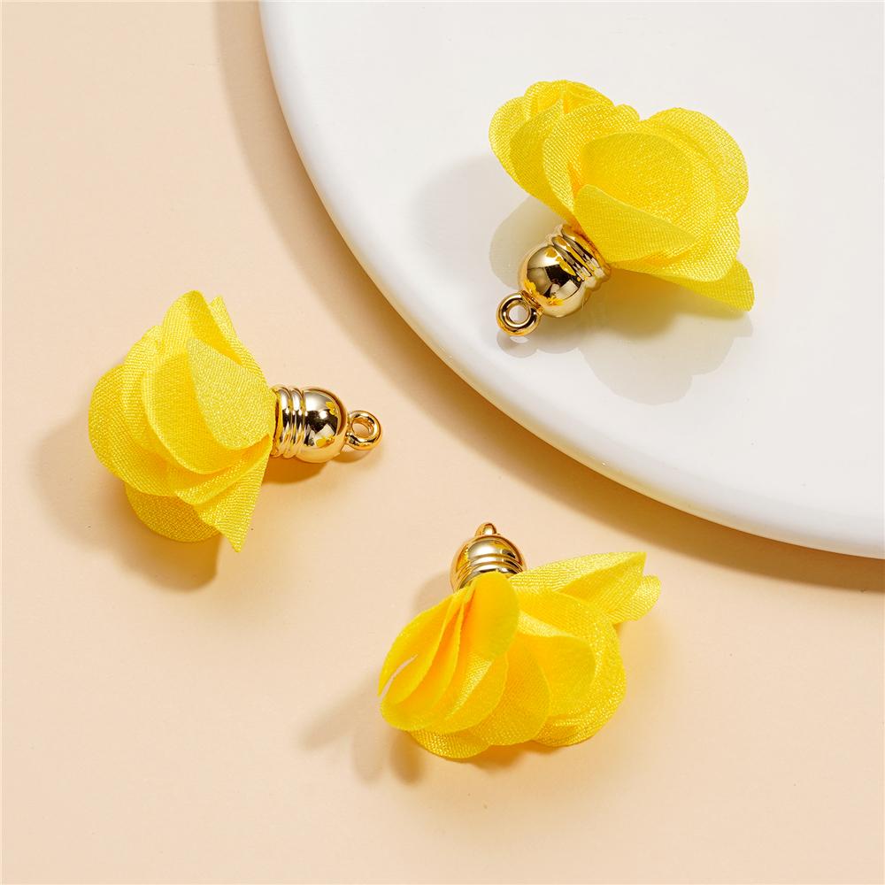 

10Pcs/Lot Fabric Flower Tassel Pendants for Jewelry Making for DIY Bracelet Earrings Keychain Tassel Jewelry Making Accessories 10pcs жовтий