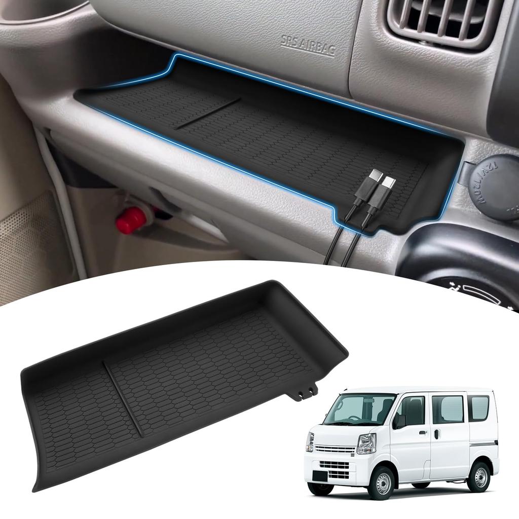 Mozan Suzuki Every Passenger Seat Open Tray Every Wagon Instrument Panel Tray Rubber Pocket Cable No Interior Custom Parts DA17V/DA17W Mat, Van/Every