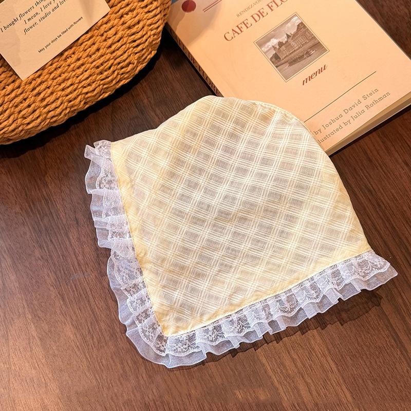 Triangle Headscarf With Lace Trim 3-in-1 Pastoral Belt Women Floral Scarf Daily Versatile Hair Accessory