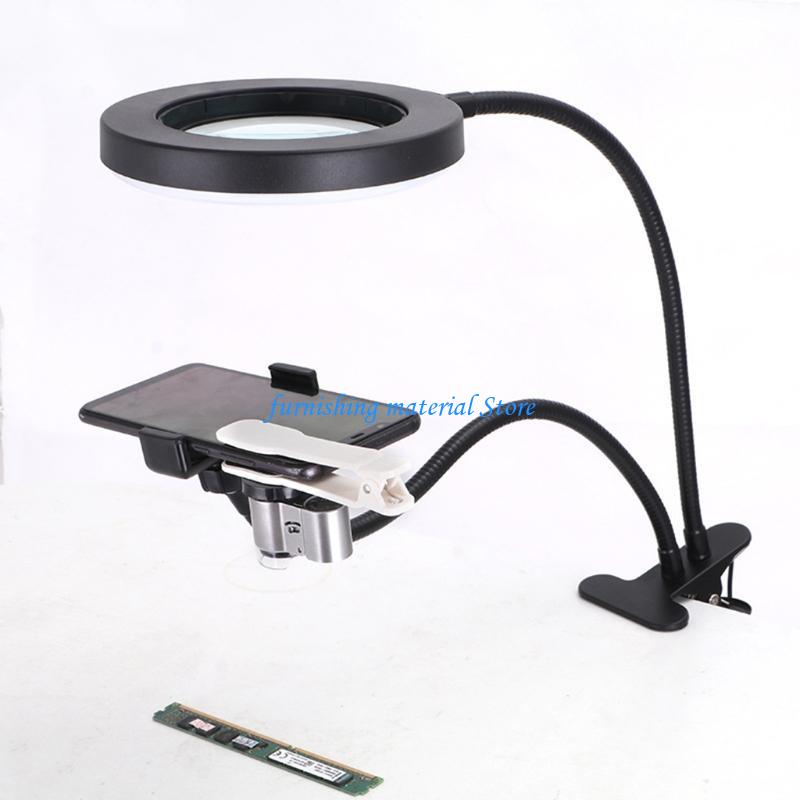 Y5GD 10X Desk Lamp with Light LED Magnifier Desk Lamp with Clamp Close