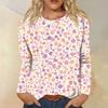 Women's Fashion Casual Long Sleeve  Print Round Neck Top