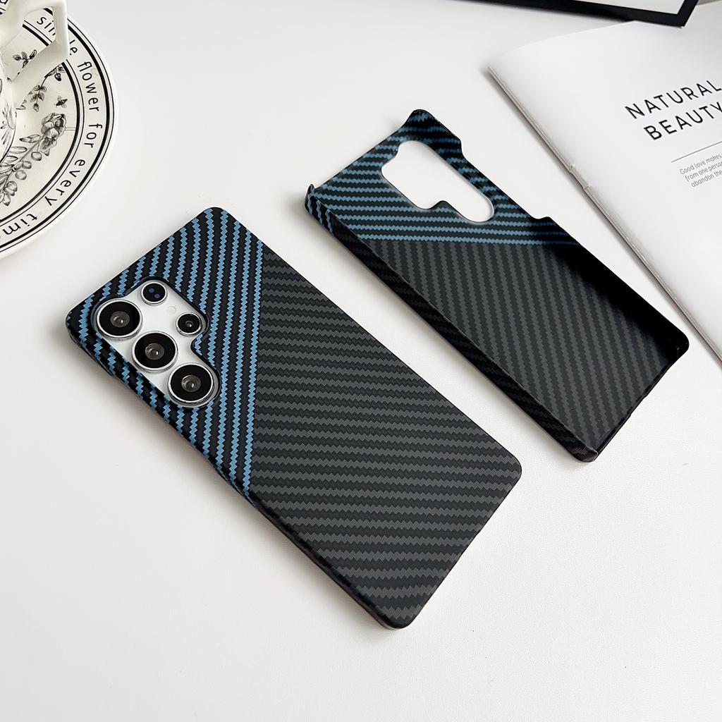 Ultra Thin Carbon Fiber Texture Case For Samsung Galaxy S22 S23 S24 S25 S26 Ultra Plus Black Blue Case Hard PC Phone Cover