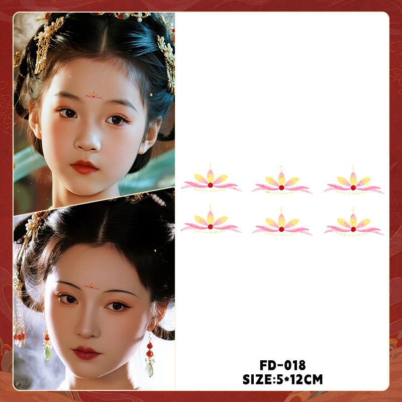 Ancient Style Dunhuang Glitter Face and Forehead Tattoo Stickers for Hanfu Costumes