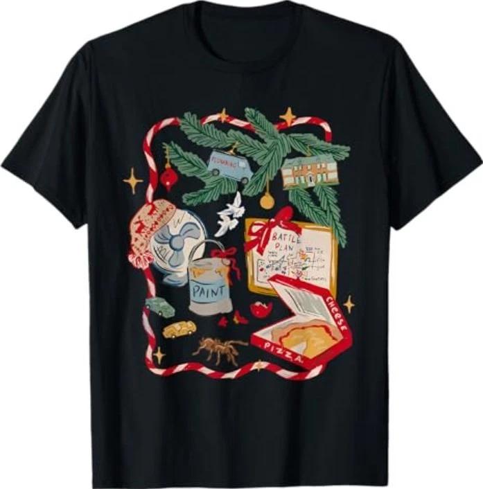 Funny Battle Plan Christmas Home Kids Hand Dawn Alone Xmas T-Shirt M