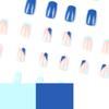 Wearable nail piece Blue French white wave nail piece Finished removable press on nails