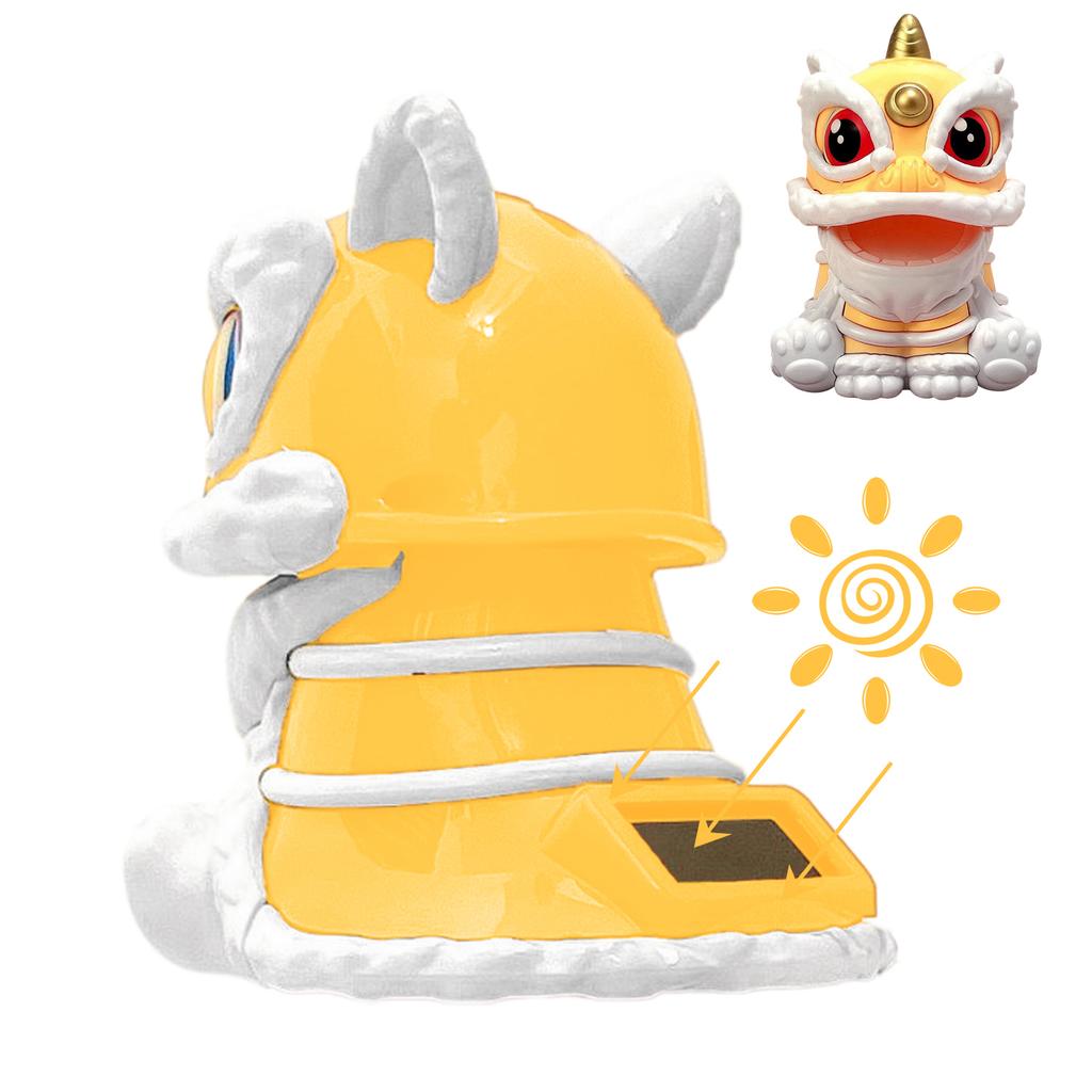 Cute Dashboard Car Accessories Desk Decor Chinese Lion Shaking Head Solar Power Cute Car Ornament Chinese Decorations Dashboard