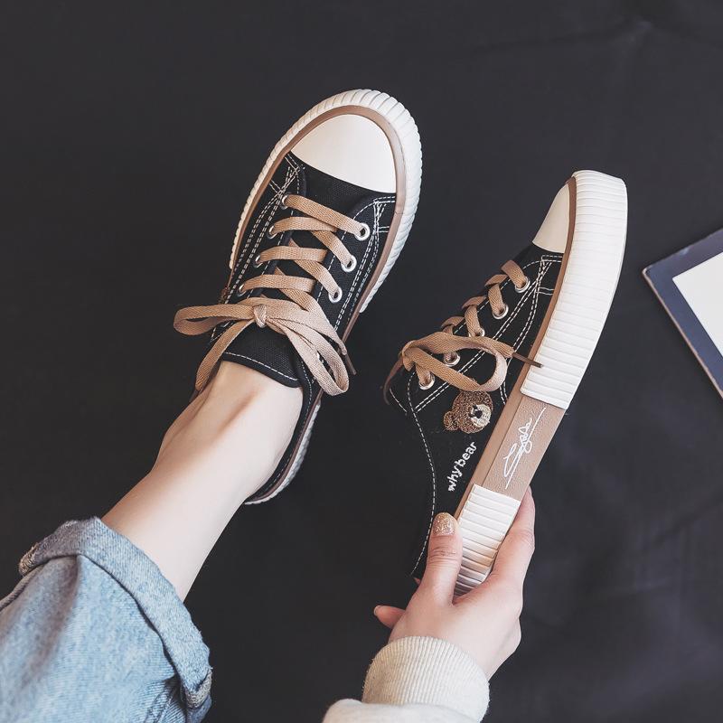 

8 полукеды женские летние дышащие низкие на толстой подошве обувь с мишками универсальные на одной педали повседневные 40 чёрный