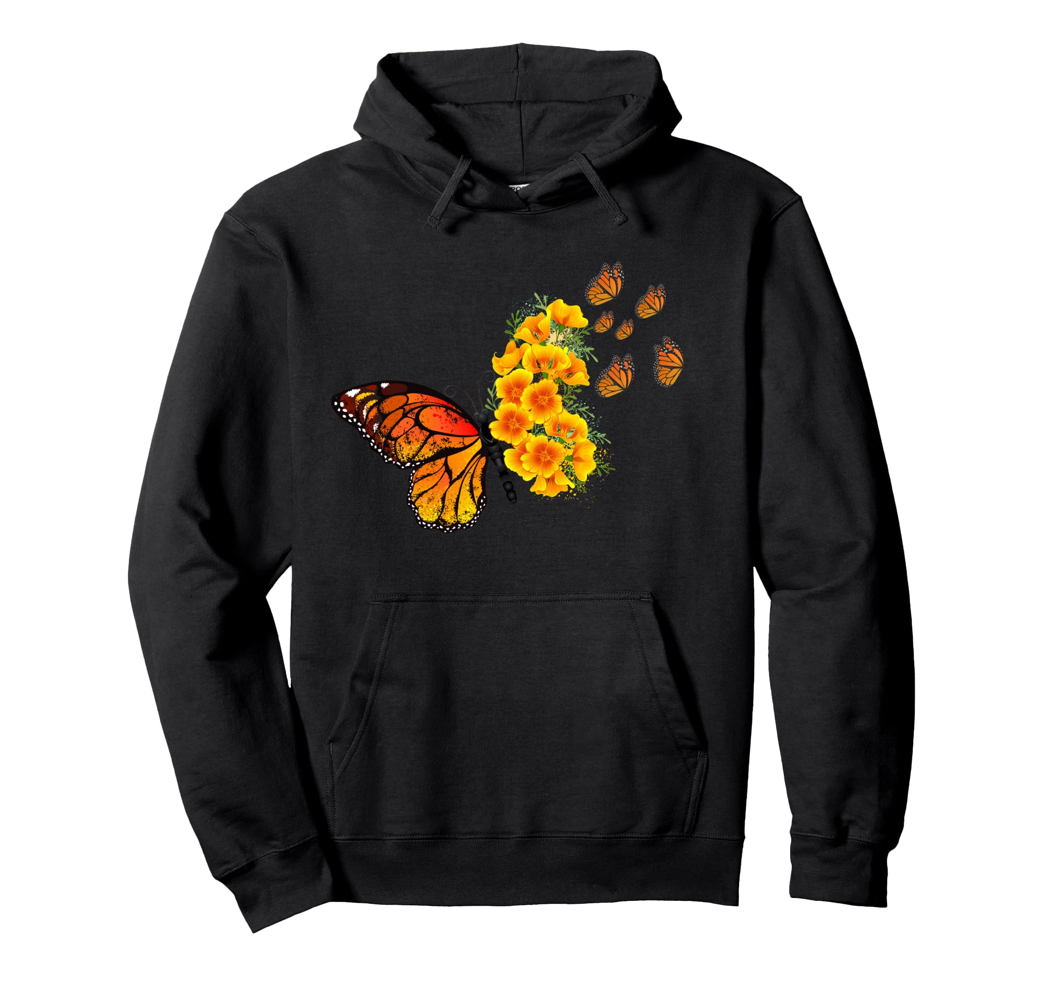 

Flower Butterfly Funny Unisex Design and Hoodie Men s Women s T-Shirt чёрный