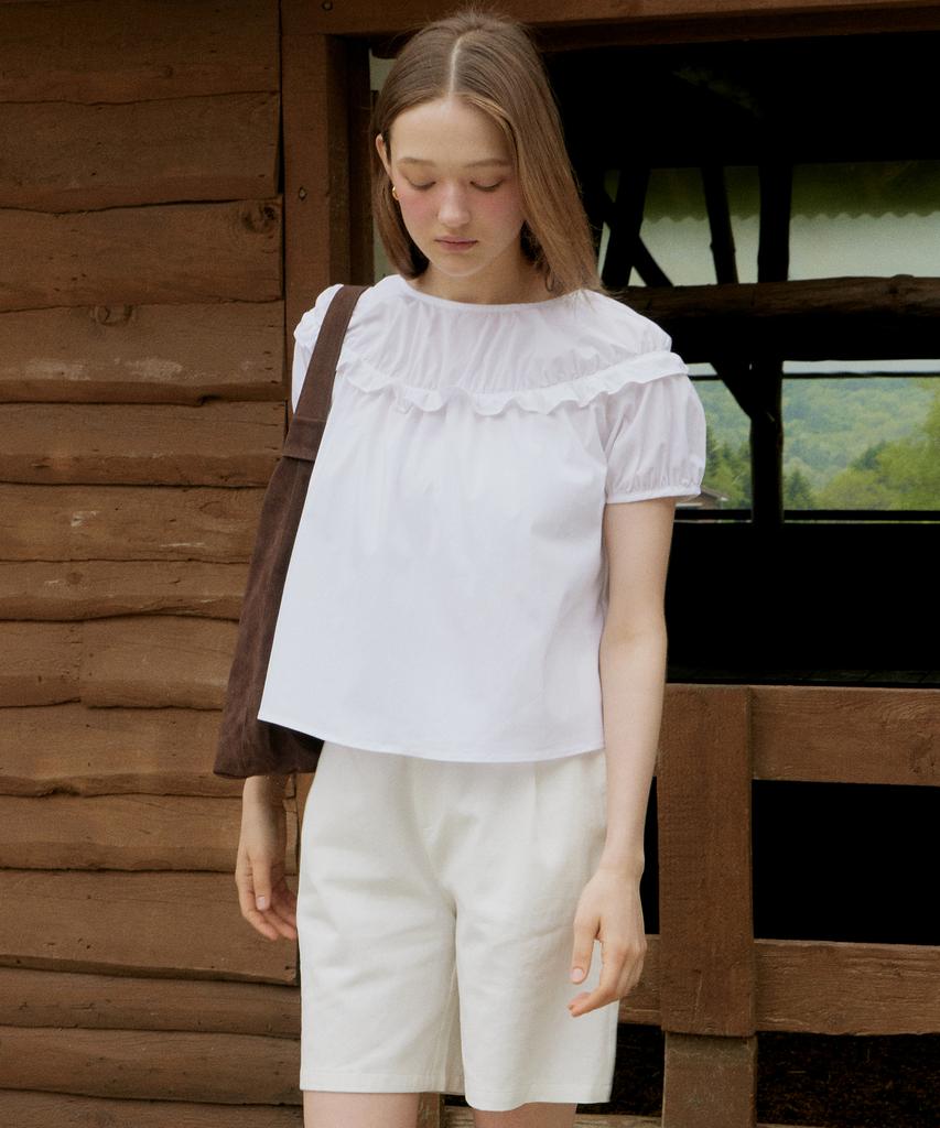 ITOV SEOUL York Shirred Blouse White