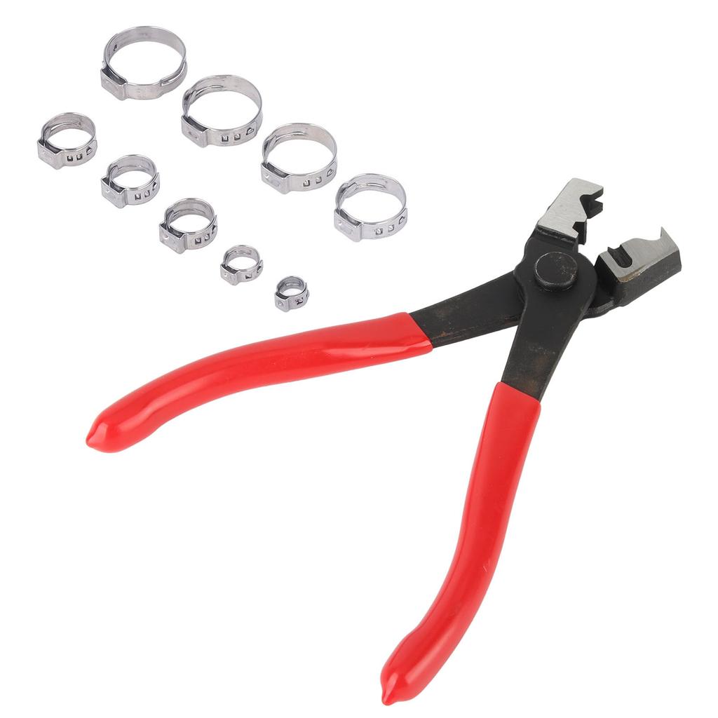 80PCS Hose Clip Assortment Kit Stainless Steel Single Ear Pipe Clamps with Clamping Pliers