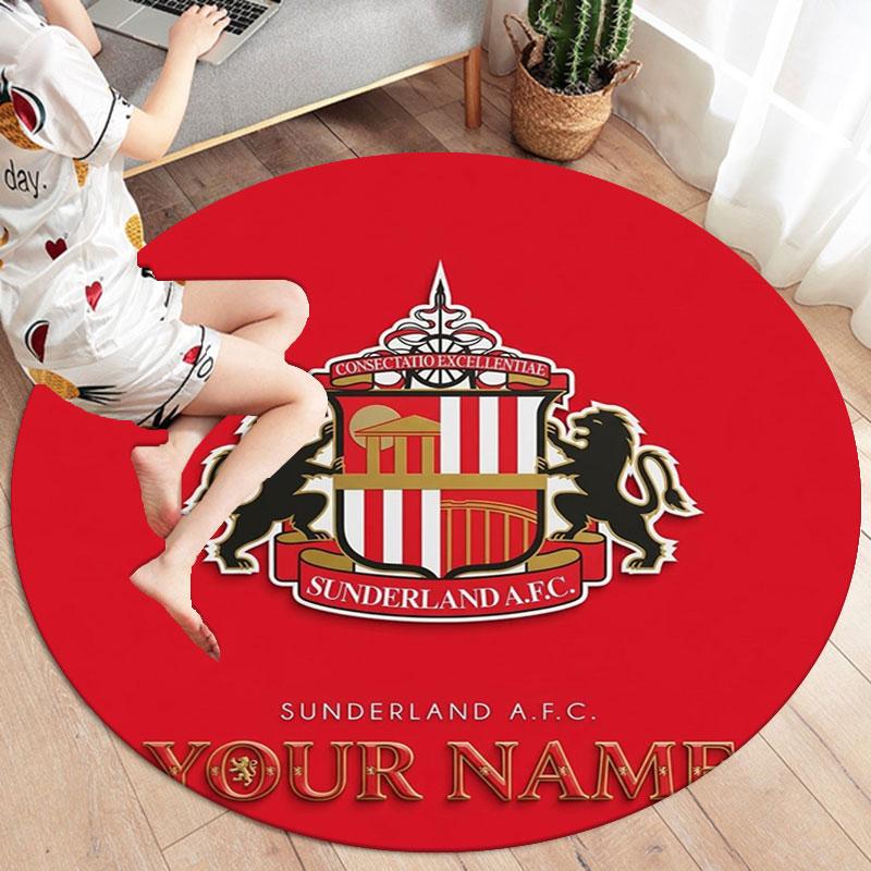 Sunderland A.F Custom Name Round Area Rug,Carpet Rug for Living Room Bedroom Sofa Playroom Decor,Non-slip Floor Mat
