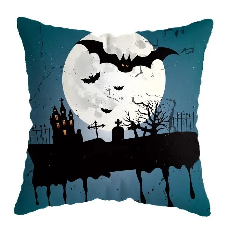 Home Decor Halloween-Themed Cushion Covers With Spooky Scenes Pattern Cushion Cover Suitable For Sofa Bedroom Car Pillow Cover