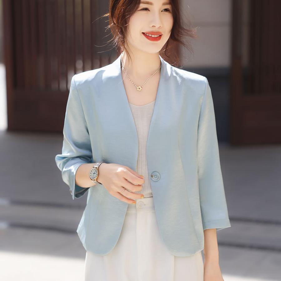 Spring/Summer New Style Chic Mini Blazer Women Slim Fit Short Sleeve Sun Protection Top