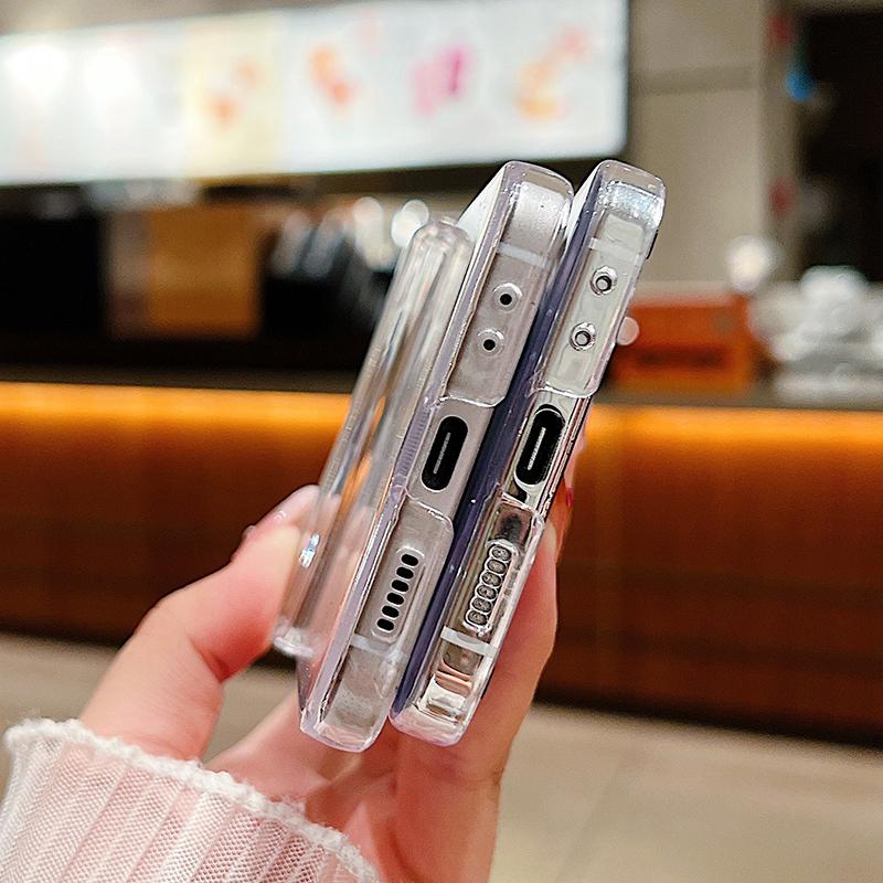 For Samsung Galaxy Z Flip6 Flip5 Flip4 Flip3 Shockproof Cartoon Panda Patterned 3PCS Foldable Hard Pc Clear Case Cover