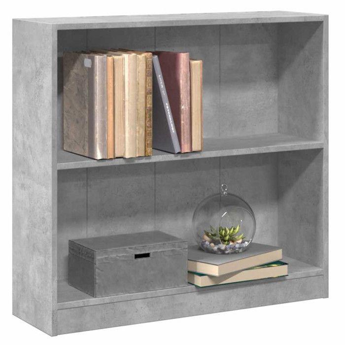 Bookcase - vidaXL - Concrete Grey - 80 X 24 X 75 Cm - 2 Shelves - Contemporary Design