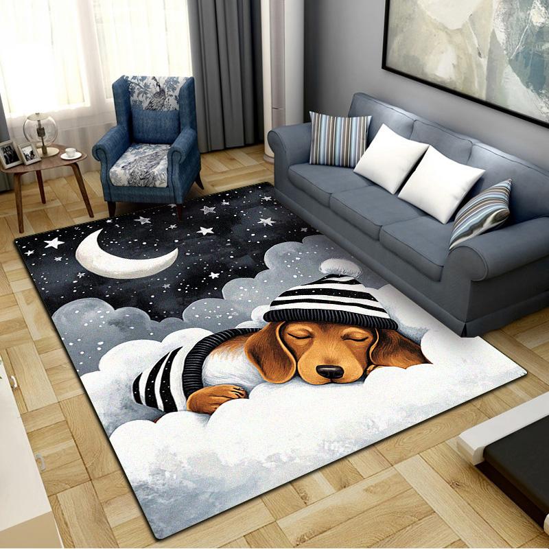 Good Night Dogs Carpet Rug for Living Room Bedroom Home Sofa Decoration,Kids play Non-slip Floor Mat