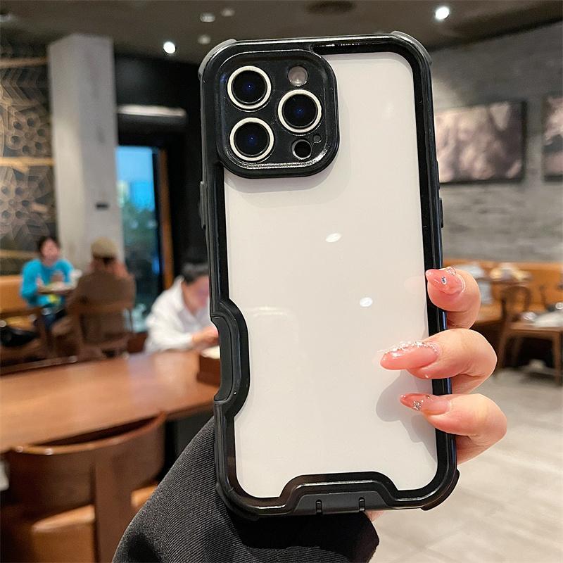 Luxury Simple Color Collision Acrylic Phone Case For iPhone 16 15 14 Plus 13 12 Pro Max 11 Hard Shockproof Proteciton Back Cover