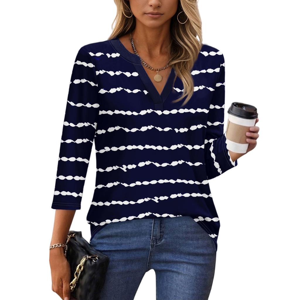 3/4 Sleeve Shirts For Women Tees Blouses Casual Plus Size Basic Tops Pullover Ladies Tunic Blouses