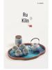 Ru Kiln Lotus Tea Set: One Pot, Six Cups with Tray - Kung Fu Style