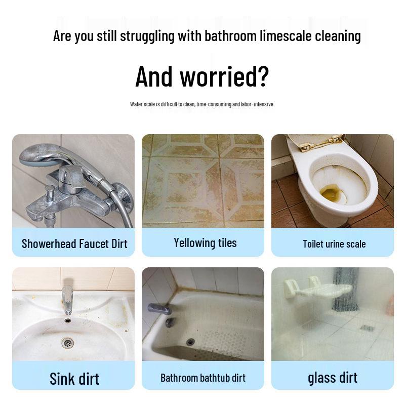 Bathroom & Toilet Tile Cleaner, Glass & Limescale Remover, Strong Stain & De-yellowing Formula
