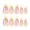 Small Fresh French Yellow Simple Nails Flower Pearl Almond Manicure Ins Wind Summer Nail Piece