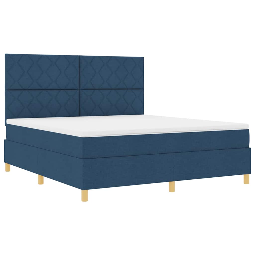 Boxspring Bed with Headboard Blue 180 X 200 Cm Fabric