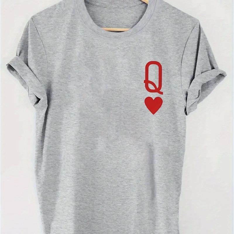 Summer Heart-shaped Pattern Casual Loose Short Sleeved Round Neck T-Shirts Women’s